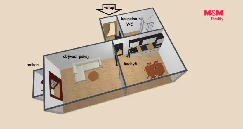 Pronájem bytu 1+1, Vamberk, Kollárova, 36 m2