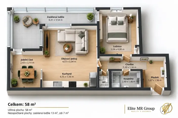 Pronájem bytu 2+kk, Mladá Boleslav, 17. listopadu, 58 m2