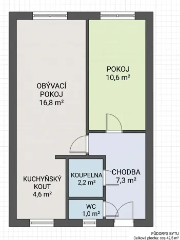 Prodej bytu 2+kk, Mělník, Sportovní, 43 m2