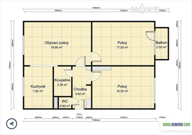 Pronájem bytu 3+1, Šumperk, Revoluční, 74 m2