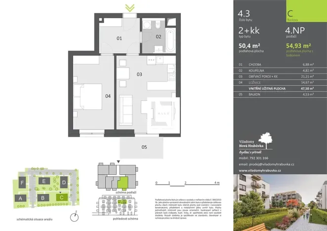 Pronájem bytu 2+kk, Ostrava, 51 m2