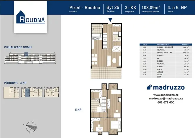 Prodej bytu 3+kk, Plzeň, Na Roudné, 103 m2