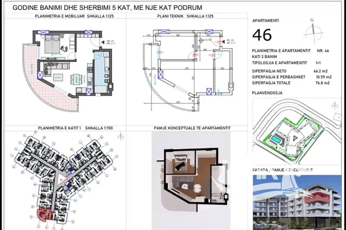 Prodej bytu 2+kk, Qerret, Albánie, 66 m2