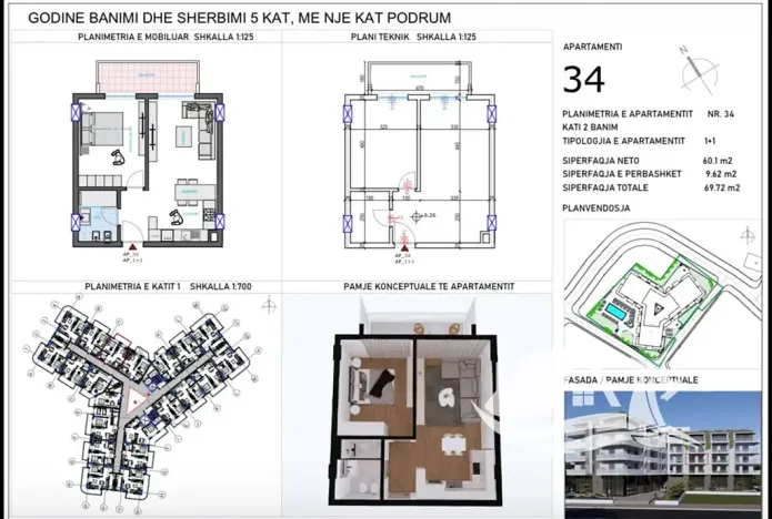 Prodej bytu 2+kk, Qerret, Albánie, 60 m2