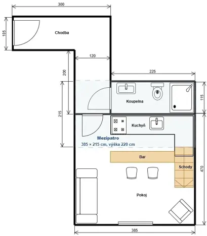 Pronájem bytu 1+kk, Plzeň, Čelakovského, 27 m2