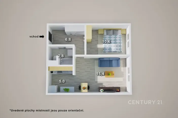 Pronájem bytu 2+kk, Teplice, V závětří, 41 m2