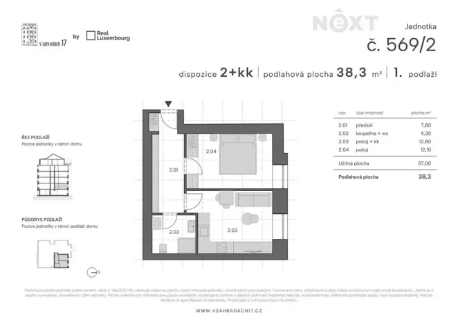 Prodej bytu 2+kk, Praha - Libeň, V zahradách, 39 m2