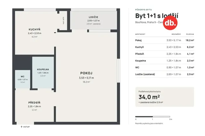 Prodej bytu 1+1, Praha - Černý Most, Bouřilova, 34 m2