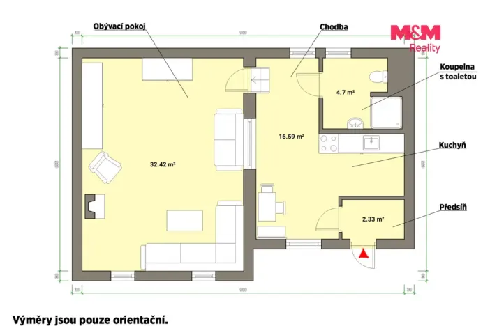 Pronájem bytu 1+1, Trstěnice, 37 m2