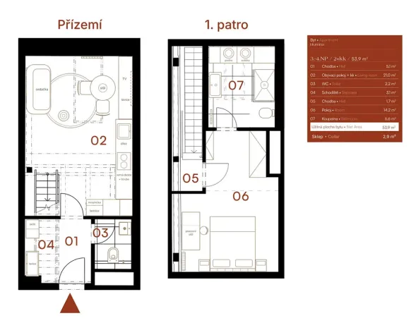 Pronájem bytu 2+kk, Praha - Nusle, Vrtbova, 57 m2