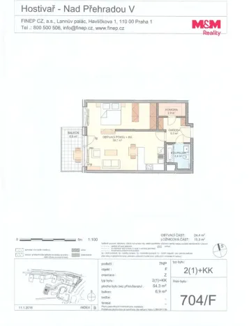 Pronájem bytu 2+kk, Praha, Nad přehradou, 54 m2