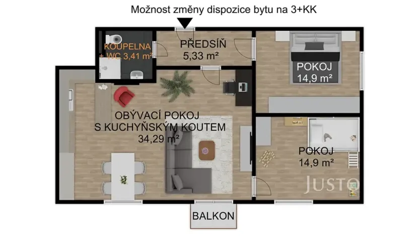 Prodej bytu 2+kk, Písek, Pražská, 72 m2