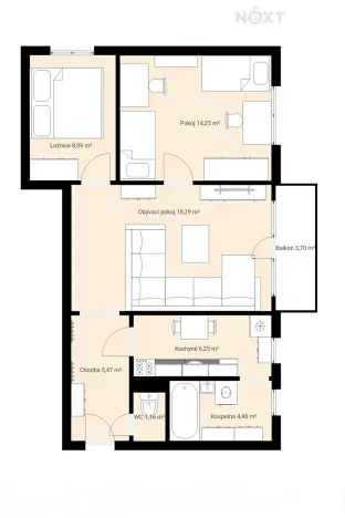 Prodej bytu 3+1, České Budějovice, L. M. Pařízka, 58 m2
