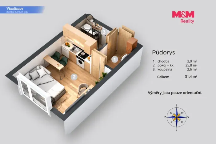 Prodej bytu 1+kk, Teplice - Trnovany, U Vlastního krbu, 19 m2