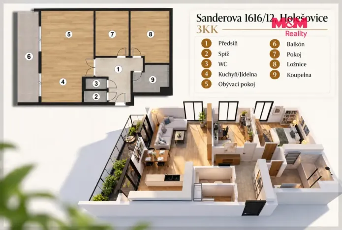 Prodej bytu 3+kk, Praha - Holešovice, Sanderova, 83 m2