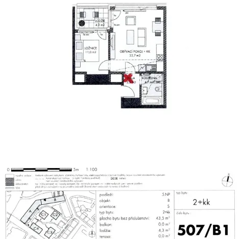 Pronájem bytu 2+kk, Praha - Holešovice, Jankovcova, 44 m2