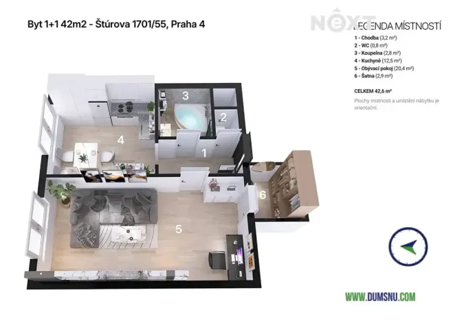 Prodej bytu 1+1, Praha - Krč, Štúrova, 42 m2