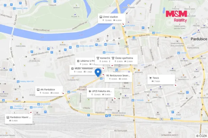 Prodej bytu 1+kk, Pardubice - Zelené Předměstí, Palackého třída, 31 m2