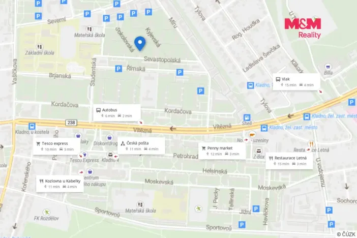 Pronájem bytu 1+1, Kladno, Sevastopolská, 29 m2