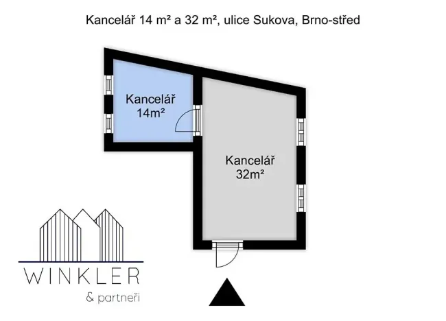Pronájem kanceláře, Brno, Sukova, 46 m2