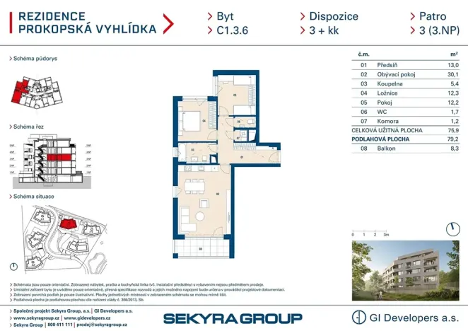 Prodej bytu 3+kk, Praha - Jinonice, Radlická, 76 m2