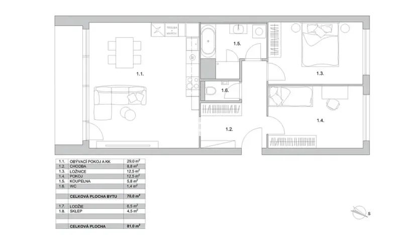 Prodej bytu 3+kk, Praha - Stodůlky, Borovanského, 81 m2