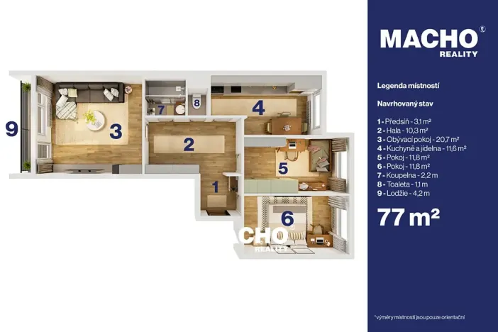 Prodej bytu 3+1, Praha - Modřany, Pirinská, 77 m2