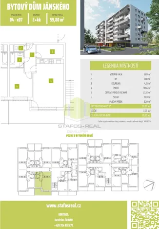 Pronájem bytu 2+kk, Olomouc, Janského, 59 m2