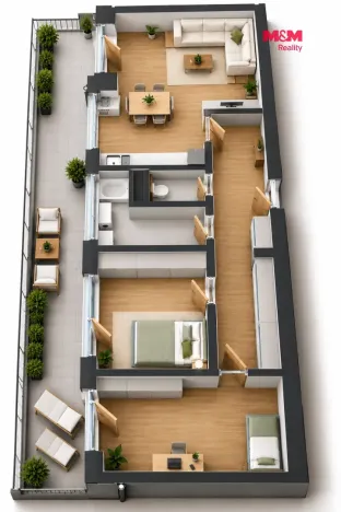 Pronájem bytu 3+kk, Rychnov nad Kněžnou, Mírová, 95 m2