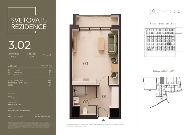 Prodej bytu 1+kk, Praha - Libeň, Světova, 30 m2