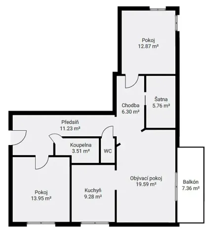 Prodej bytu 3+1, Klatovy, Luční, 84 m2