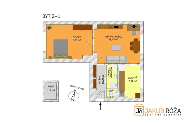 Pronájem bytu 2+1, Vrchlabí, Palackého, 52 m2